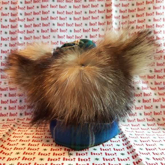 Tartan Teddy Bear Christmas Ornament - Genuine Fur - Coyote - Picture 3 of 6